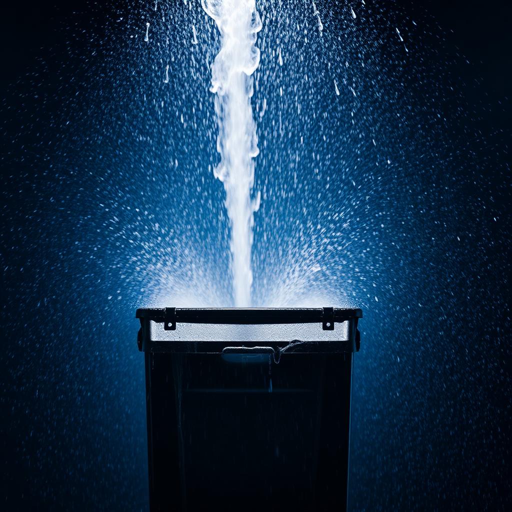 High pressure water cleaning a bin